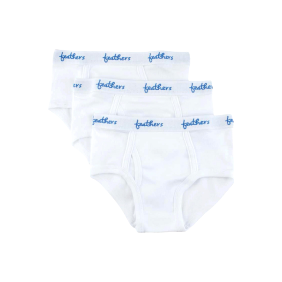 Feathers Girls Solid White Snug Fit Tagless Briefs Underwear - 100